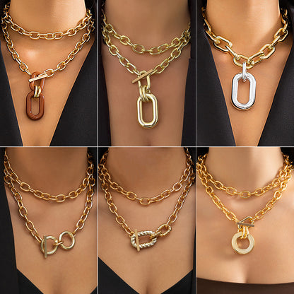 Vintage Style Geometric Solid Color Ccb Alloy Aluminum Plating Chain Women's Pendant Necklace