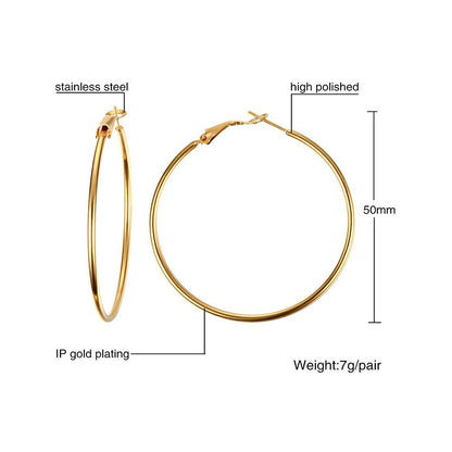 1 Pair Simple Style Geometric Stainless Steel Hoop Earrings