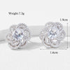 1 Pair Elegant Oval Flower Hollow Out Inlay Sterling Silver Zircon White Gold Plated Ear Studs