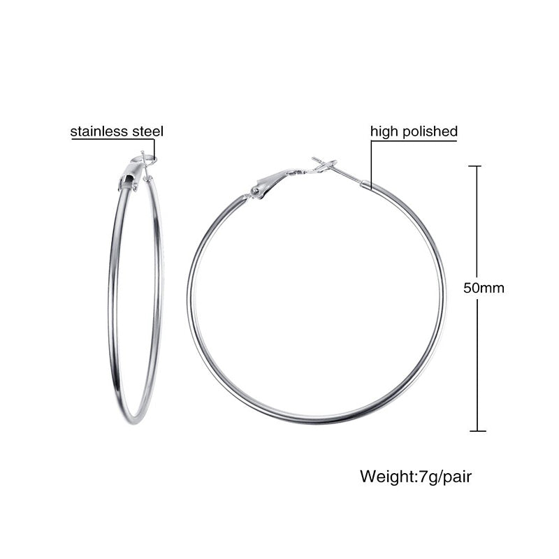 1 Pair Simple Style Geometric Stainless Steel Hoop Earrings