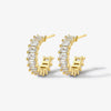 1 Pair Simple Style Shiny C Shape Plating Inlay Sterling Silver Zircon 18k Gold Plated Rhodium Plated Ear Studs