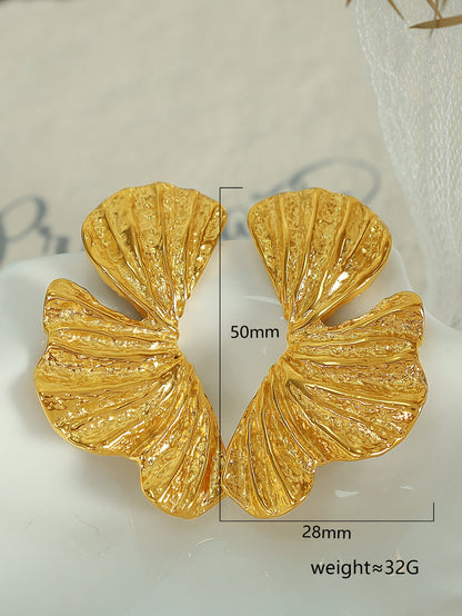 1 Pair Glam Exaggerated Leaves Plating Titanium Steel 18k Gold Plated Drop Earrings