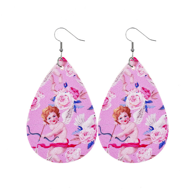 1 Pair Casual Elegant Modern Style Water Droplets Pu Leather Drop Earrings