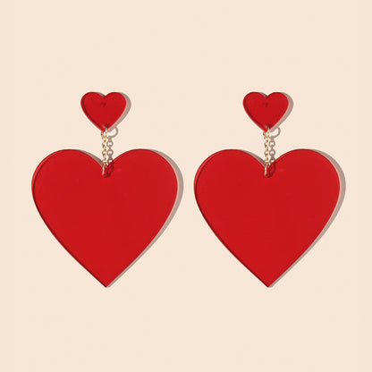 1 Pair Sweet Heart Shape Enamel Arylic Earrings