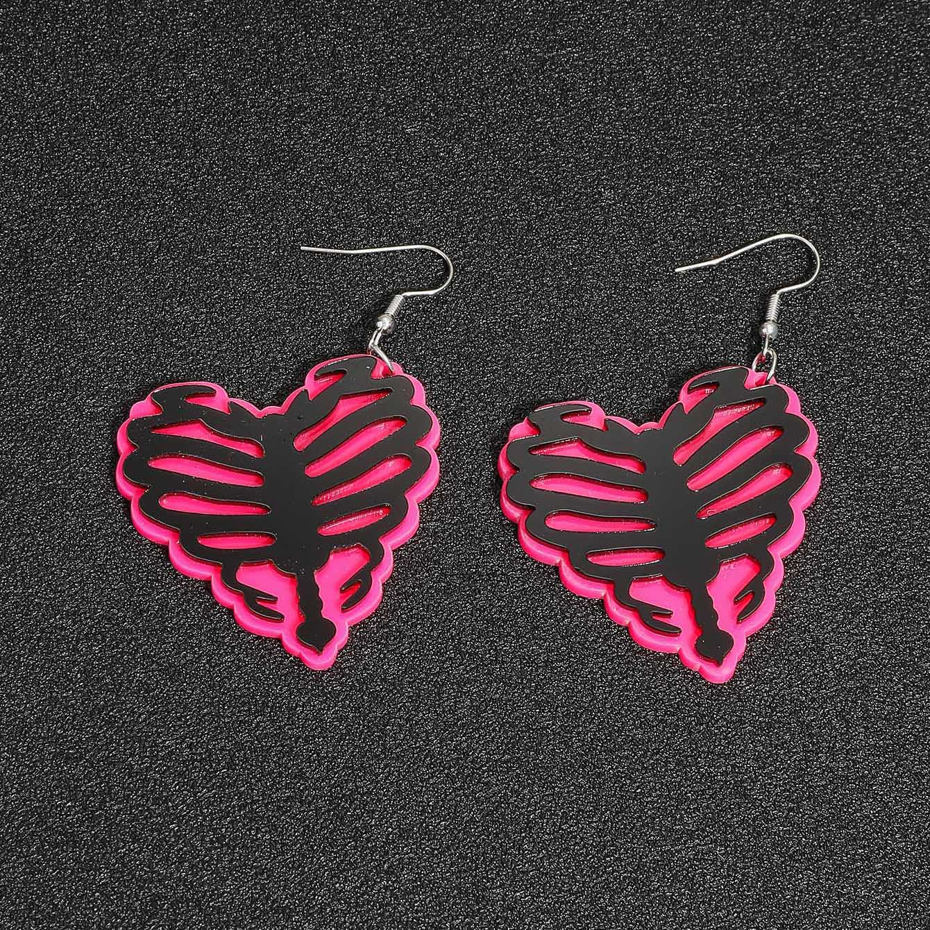 1 Pair Sweet Heart Shape Enamel Arylic Earrings