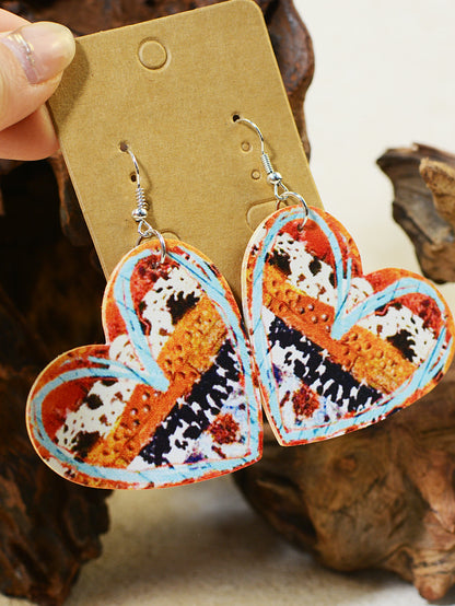 1 Pair Retro Lady Heart Shape Pu Leather Earrings