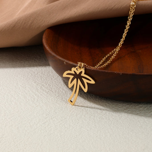 Ig Style Sweet Simple Style Coconut Tree Alloy Hollow Out Women's Pendant Necklace