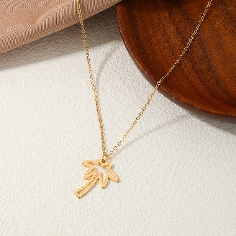 Ig Style Sweet Simple Style Coconut Tree Alloy Hollow Out Women's Pendant Necklace