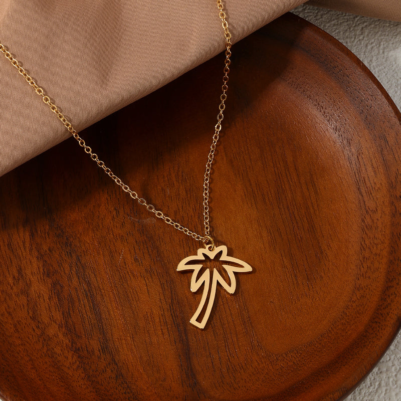 Ig Style Sweet Simple Style Coconut Tree Alloy Hollow Out Women's Pendant Necklace