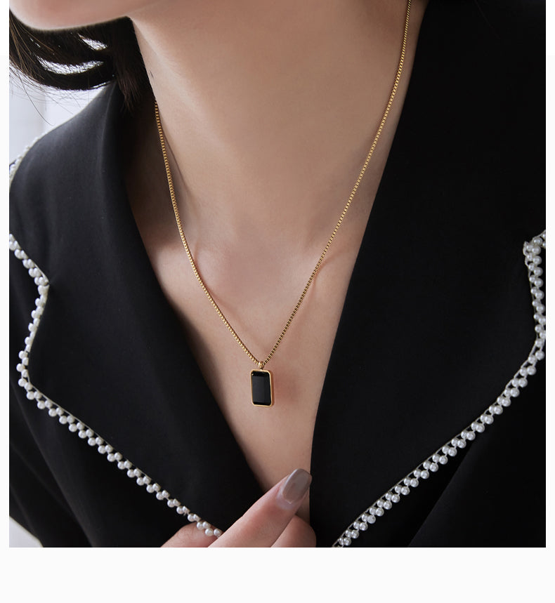 Simple Style Square Titanium Steel Plating Pendant Necklace