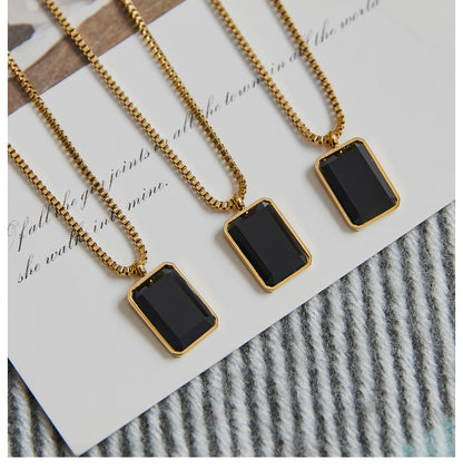 Simple Style Square Titanium Steel Plating Pendant Necklace