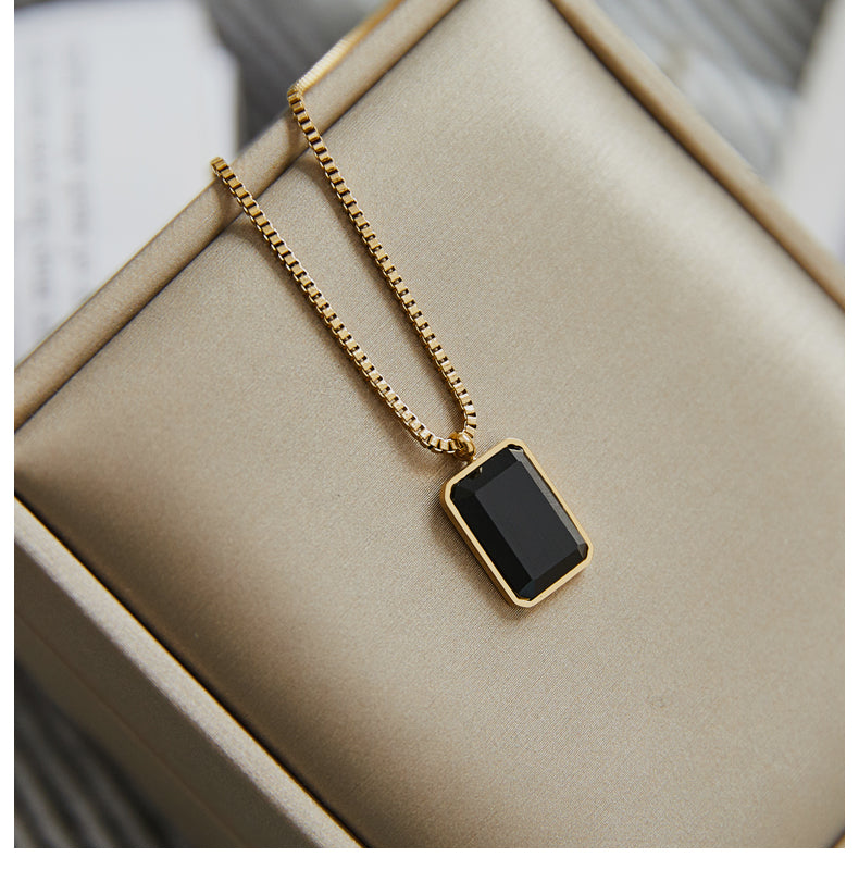 Simple Style Square Titanium Steel Plating Pendant Necklace