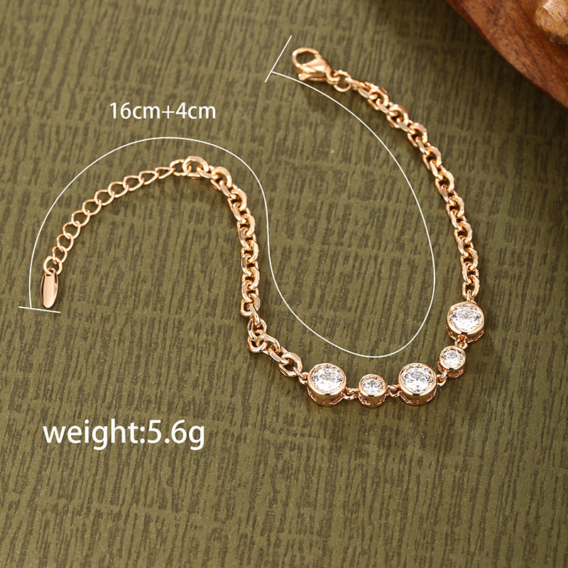 Xuping Simple Style Geometric Solid Color Alloy Plating Inlay Artificial Diamond 18k Gold Plated Women's Bracelets