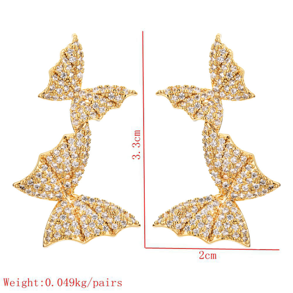 1 Pair Simple Style Butterfly Plating Inlay Copper Zircon 18k Gold Plated Ear Studs