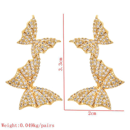 1 Pair Simple Style Butterfly Plating Inlay Copper Zircon 18k Gold Plated Ear Studs