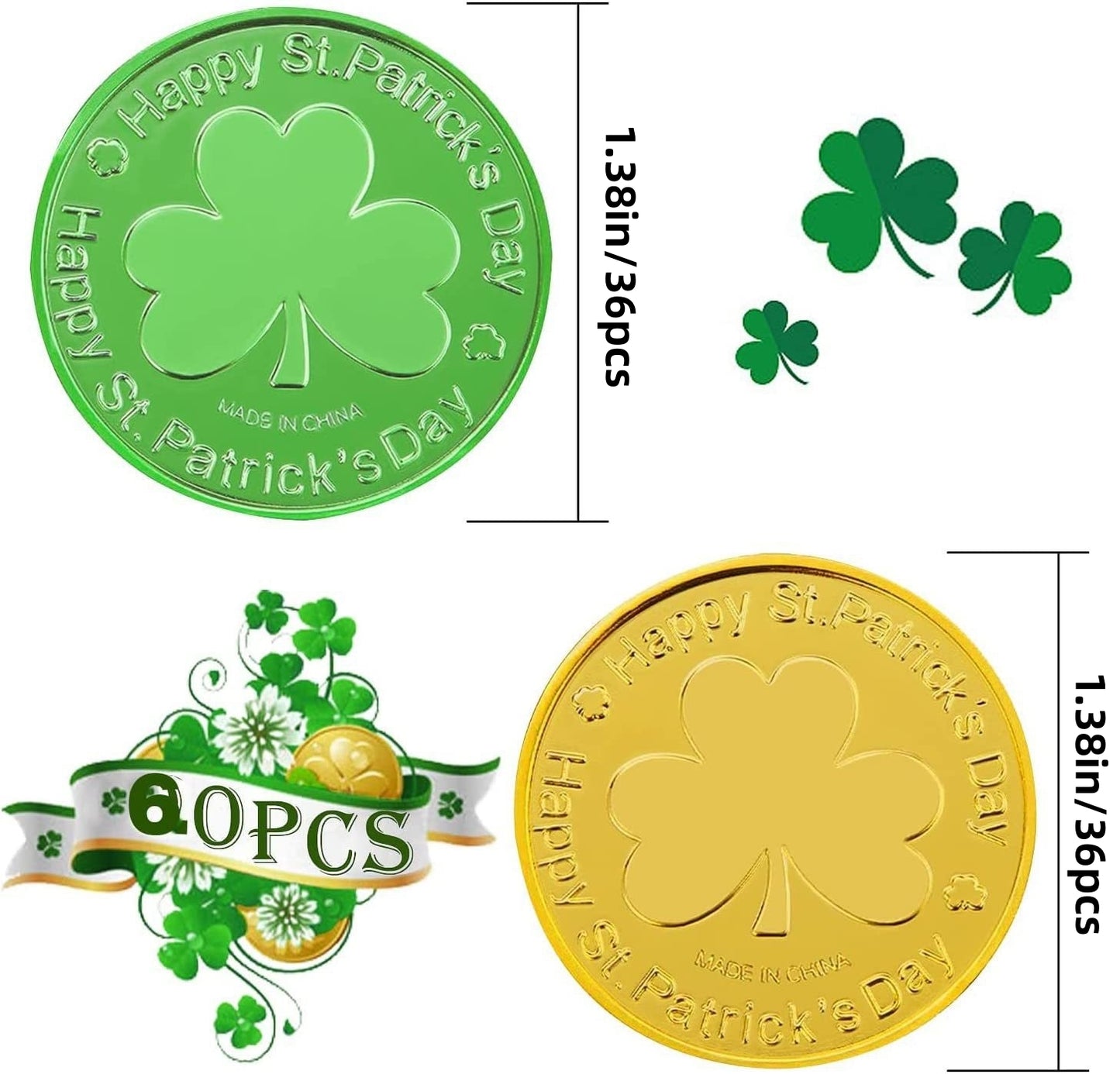 St. Patrick Cartoon Style Shamrock Plastic Party Ornaments Decorative Props