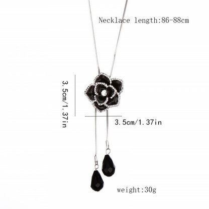 Ig Style Simple Style Flower Alloy Glass Copper Inlay Rhinestones Women's Sweater Chain