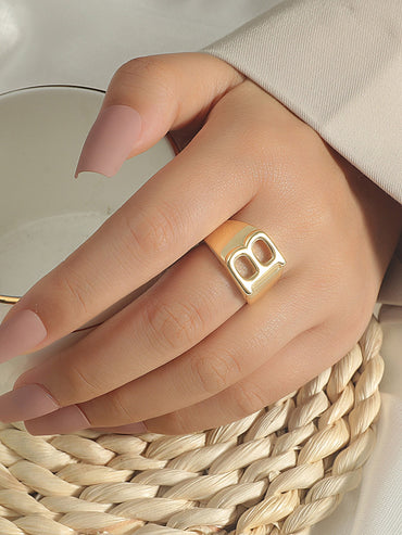 Casual Simple Style Letter Alloy Plating Women's Open Rings