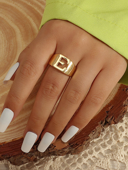 Casual Simple Style Letter Alloy Plating Women's Open Rings