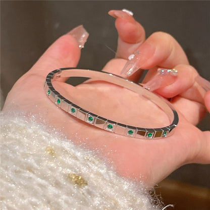 Simple Style Color Block Titanium Steel Plating Bangle