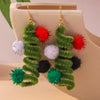 1 Pair Christmas Wreath Alloy Drop Earrings