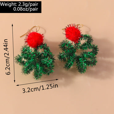 1 Pair Christmas Wreath Alloy Drop Earrings