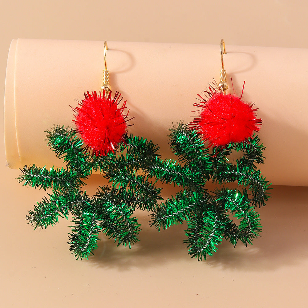 1 Pair Christmas Wreath Alloy Drop Earrings