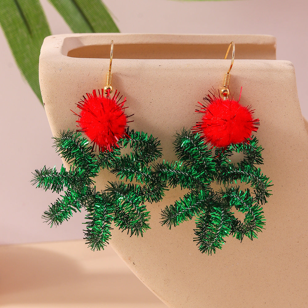 1 Pair Christmas Wreath Alloy Drop Earrings