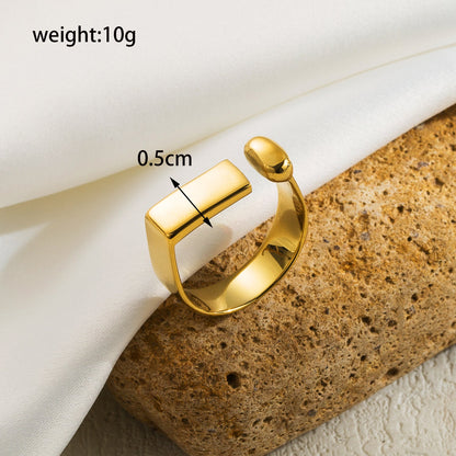 Simple Style Solid Color Stainless Steel Plating 18k Gold Plated Adjustable Ring Open Rings