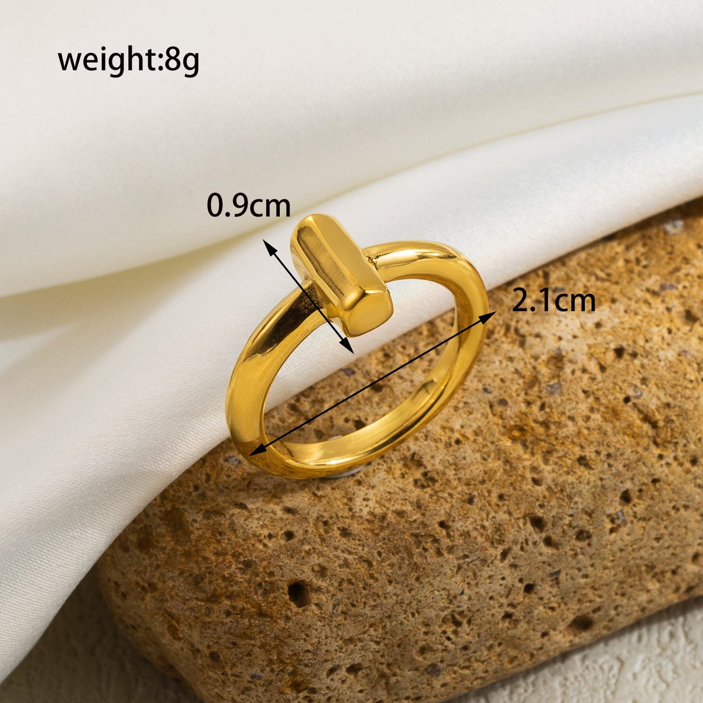 Simple Style Solid Color Stainless Steel Plating 18k Gold Plated Adjustable Ring Open Rings