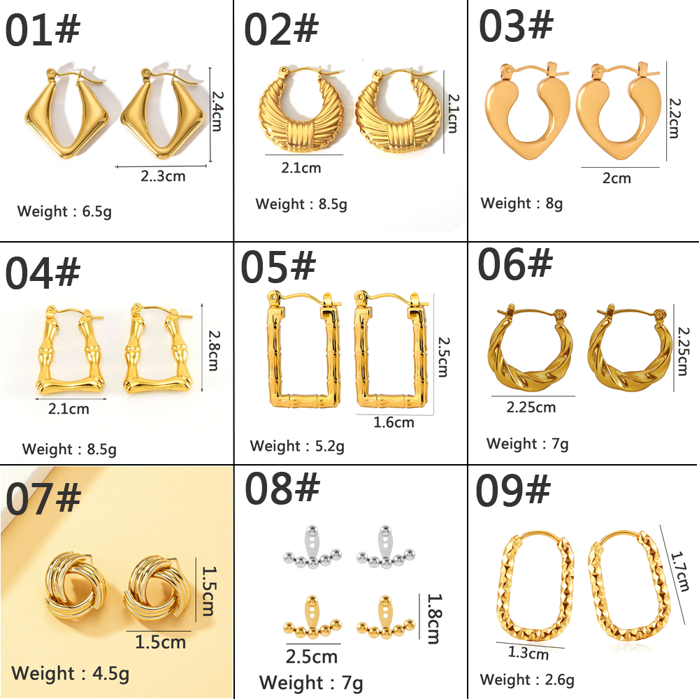 1 Pair Simple Style Geometric Plating Stainless Steel 18k Gold Plated Earrings