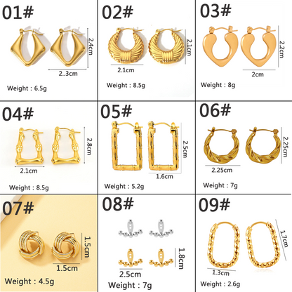 1 Pair Simple Style Geometric Plating Stainless Steel 18k Gold Plated Earrings