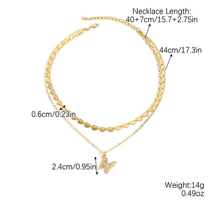 Romantic Simple Style Infinity Heart Shape Butterfly Alloy Plating Women's Necklace