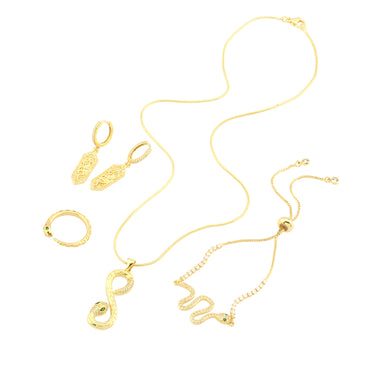 Elegant Simple Style Snake Copper Plating Inlay Zircon 18k Gold Plated Jewelry Set