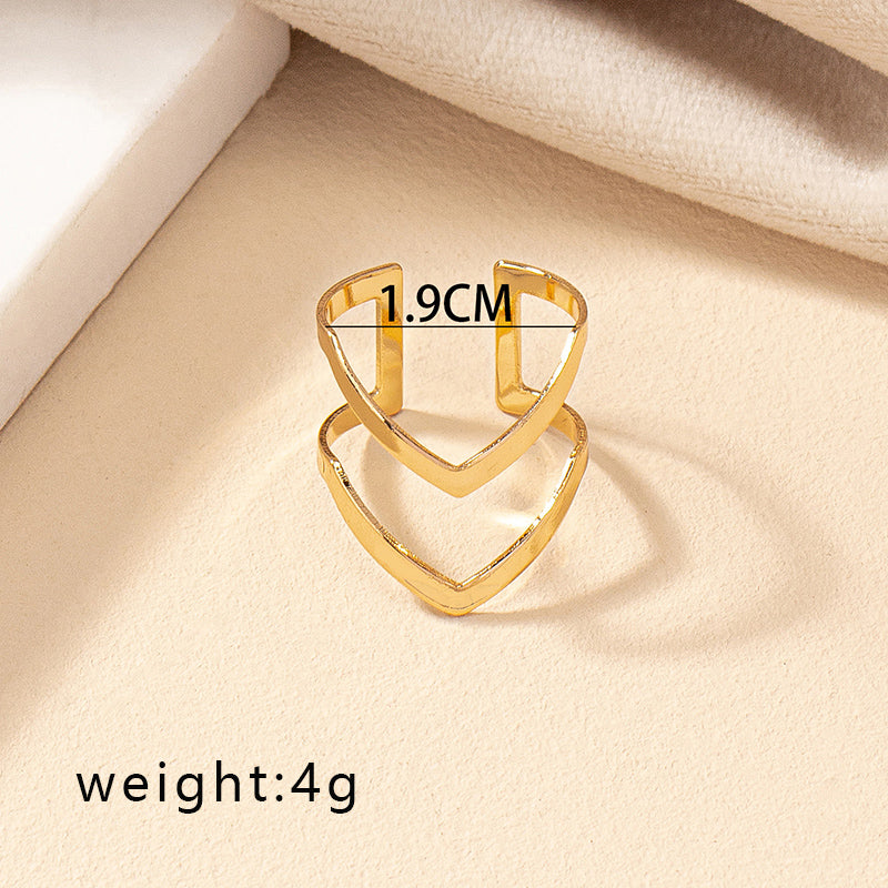 Simple Style V Shape Alloy Plating Gold Plated Women's Open Rings