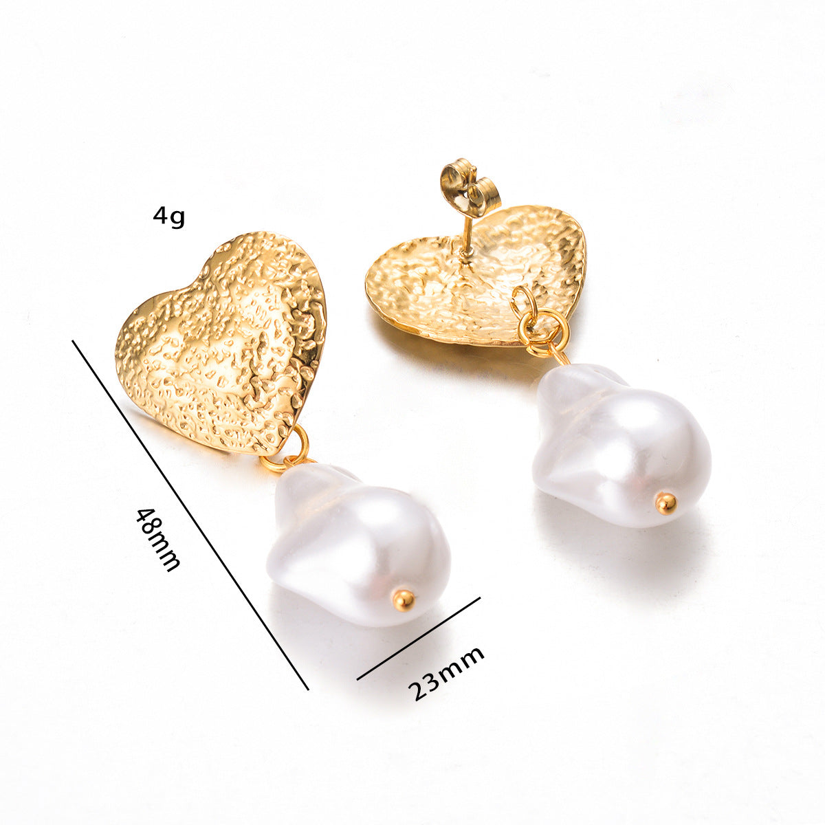 1 Pair Ig Style Simple Style Irregular Water Droplets Heart Shape Plating Stainless Steel Imitation Pearl Drop Earrings