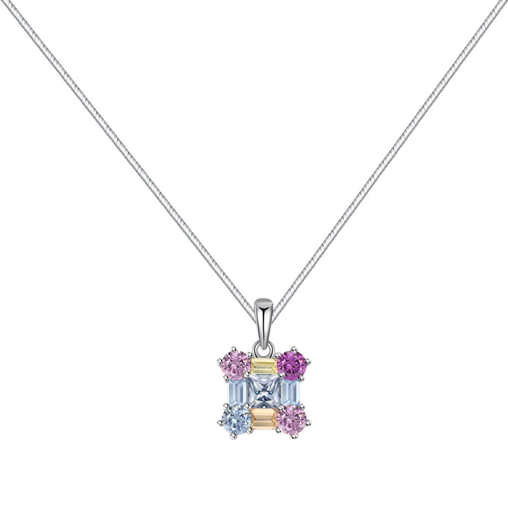 Simple Style Water Droplets Heart Shape Butterfly Sterling Silver Inlay Zircon Necklace