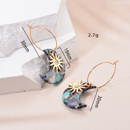 1 Pair Simple Style Geometric Plating Inlay Stainless Steel Acrylic Resin Drop Earrings