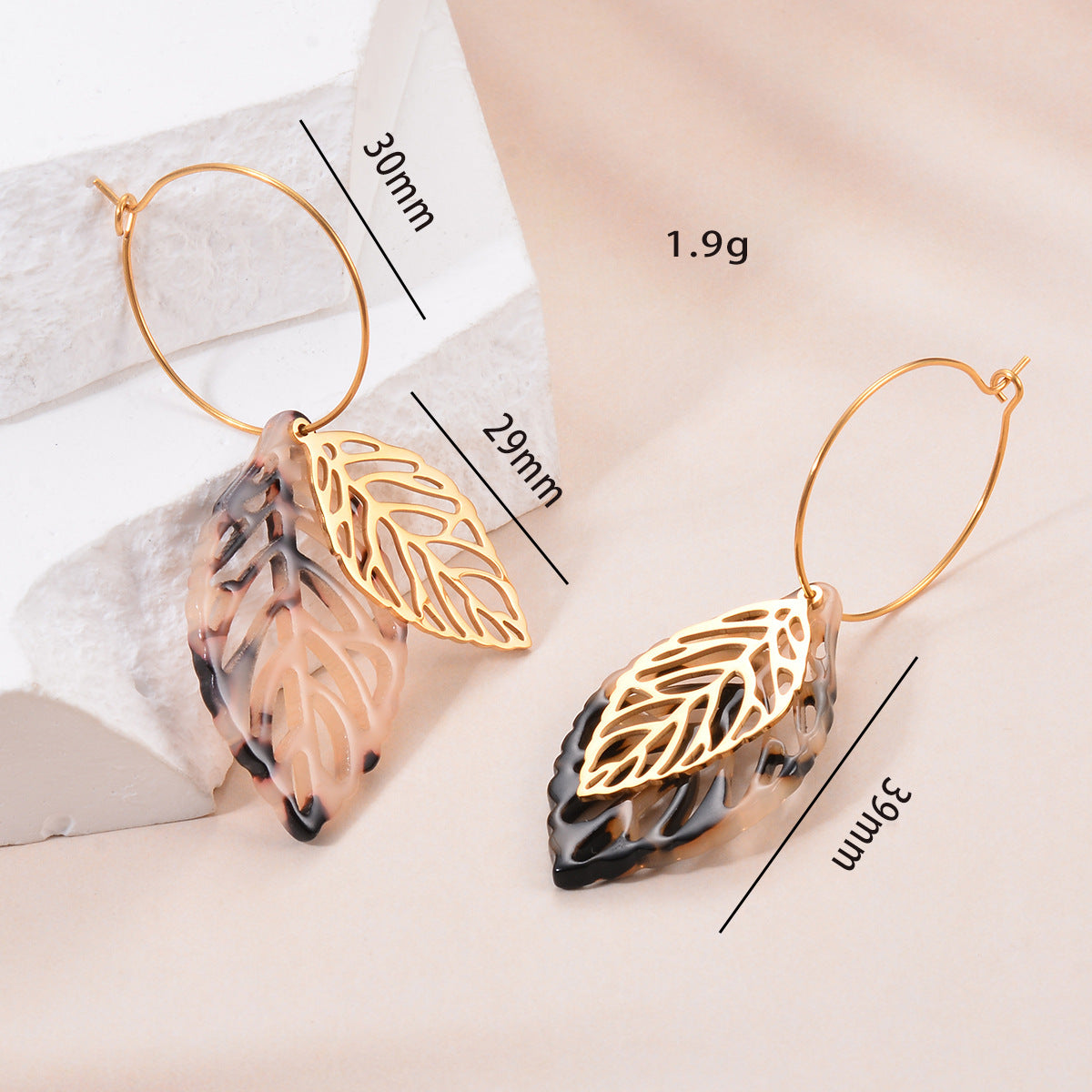 1 Pair Simple Style Geometric Plating Inlay Stainless Steel Acrylic Resin Drop Earrings