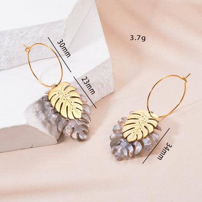 1 Pair Simple Style Geometric Plating Inlay Stainless Steel Acrylic Resin Drop Earrings