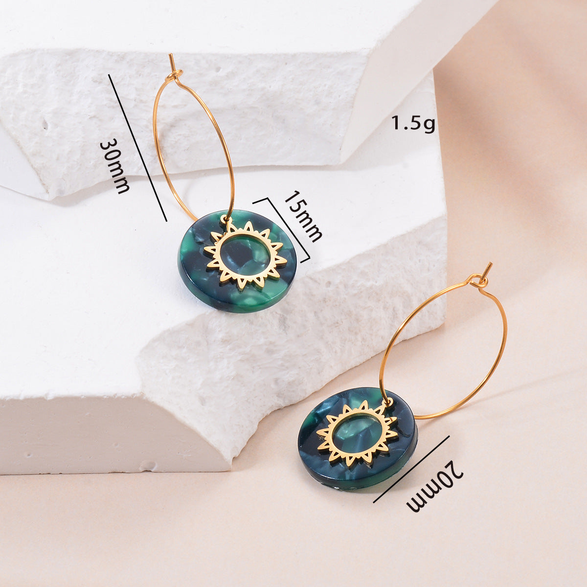 1 Pair Simple Style Geometric Plating Inlay Stainless Steel Acrylic Resin Drop Earrings