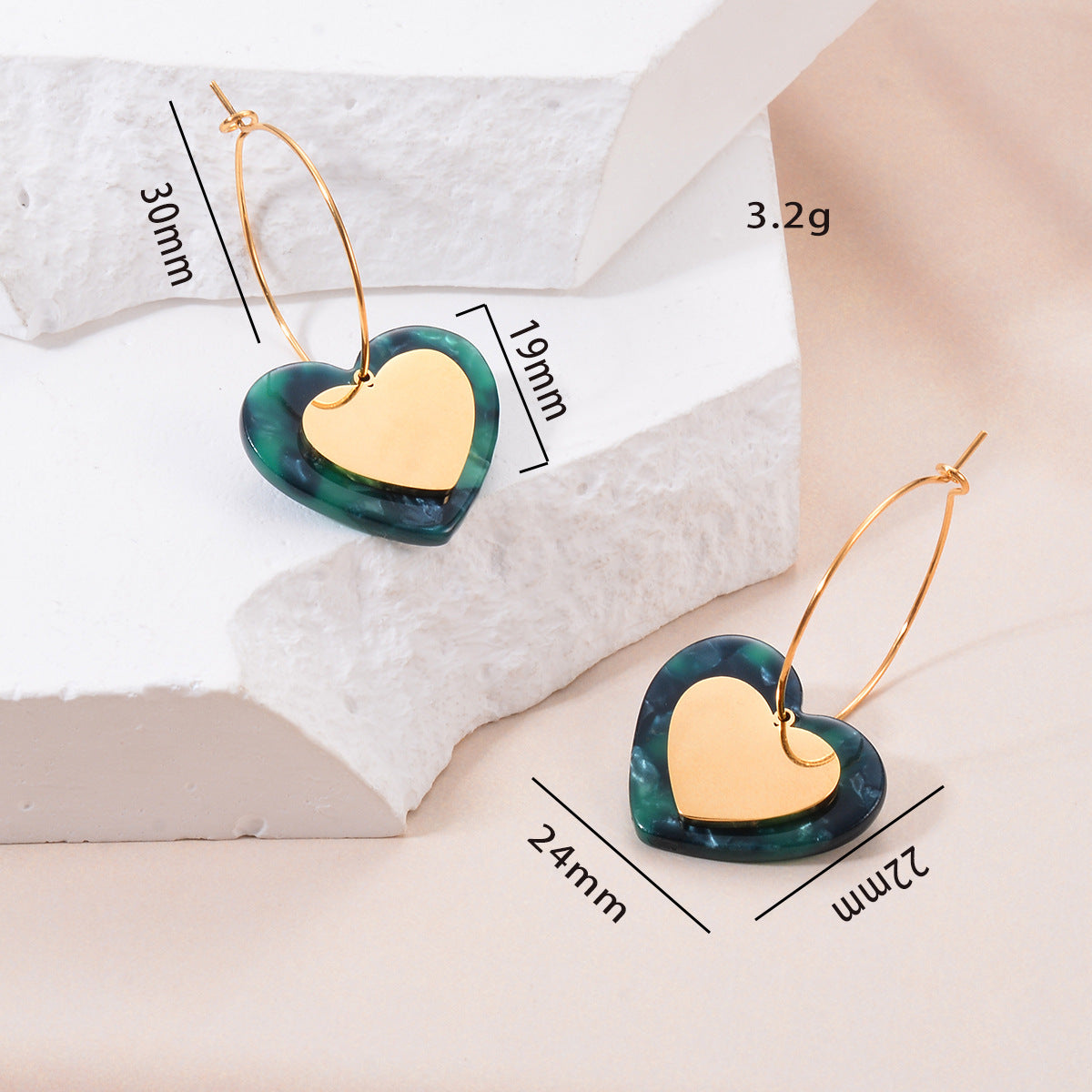 1 Pair Simple Style Geometric Plating Inlay Stainless Steel Acrylic Resin Drop Earrings