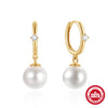 1 Pair Elegant Simple Style Geometric Plating Inlay Sterling Silver Pearl Zircon Drop Earrings