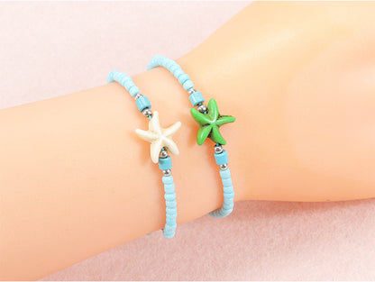 Beach Starfish Glass Beaded Unisex Drawstring Bracelets