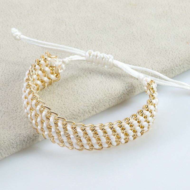 Simple Style Solid Color Alloy Knitting Unisex Bracelets