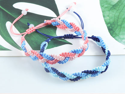 Simple Style Color Block Rope Knitting Unisex Drawstring Bracelets