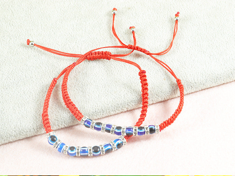 Ethnic Style Devil's Eye Rope Beaded Knitting Unisex Drawstring Bracelets