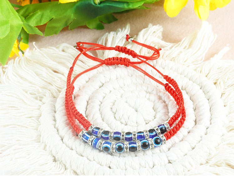 Ethnic Style Devil's Eye Rope Beaded Knitting Unisex Drawstring Bracelets