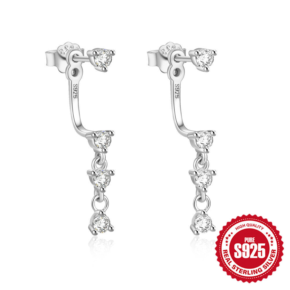 1 Pair Simple Style Geometric Plating Inlay Sterling Silver Zircon Drop Earrings