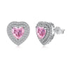 1 Pair Shiny Heart Shape Inlay Sterling Silver Zircon Ear Studs